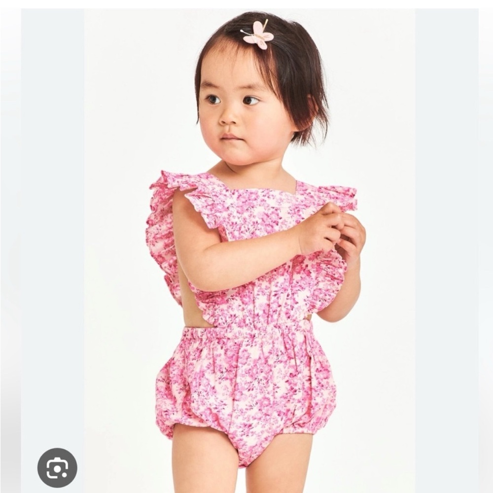 Pink Floral Baby Romper loveshackfancy